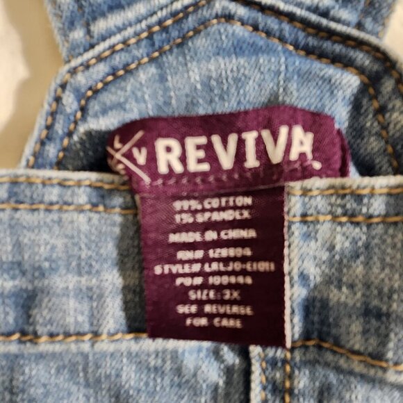 Love Revival Women Size 3X Blue Denim Pockets Button Adjustable Strap Shortall's - Picture 13 of 13